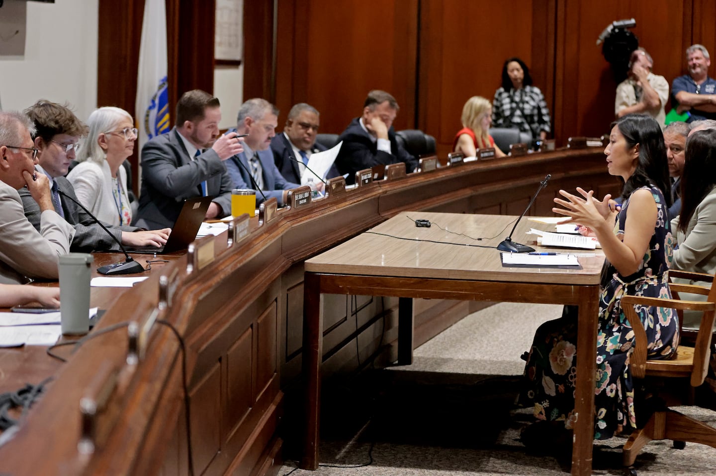 Mayor Michelle Wu testified before a State House committee at a hearing over the summer, advocating for her original home rule petition to temporarily shift the city's property tax burden further onto commercial real estate.