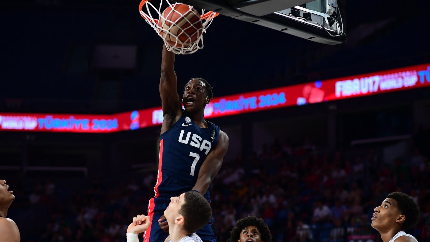 AJ Dybantsa participated in the FIBA U17 Basketball World Cup this summer in Turkey, winning a gold medal with the US team.