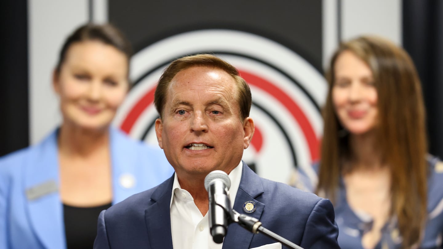 Iowa Secretary of State Paul Pate speaks during a press conference, Oct. 9 in Omaha, Neb.