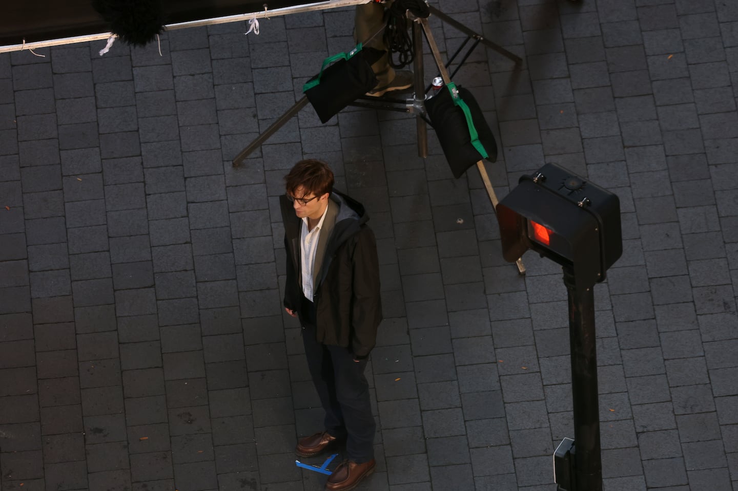 Robert Pattinson stood on his mark while filming "The Drama" in Boston.