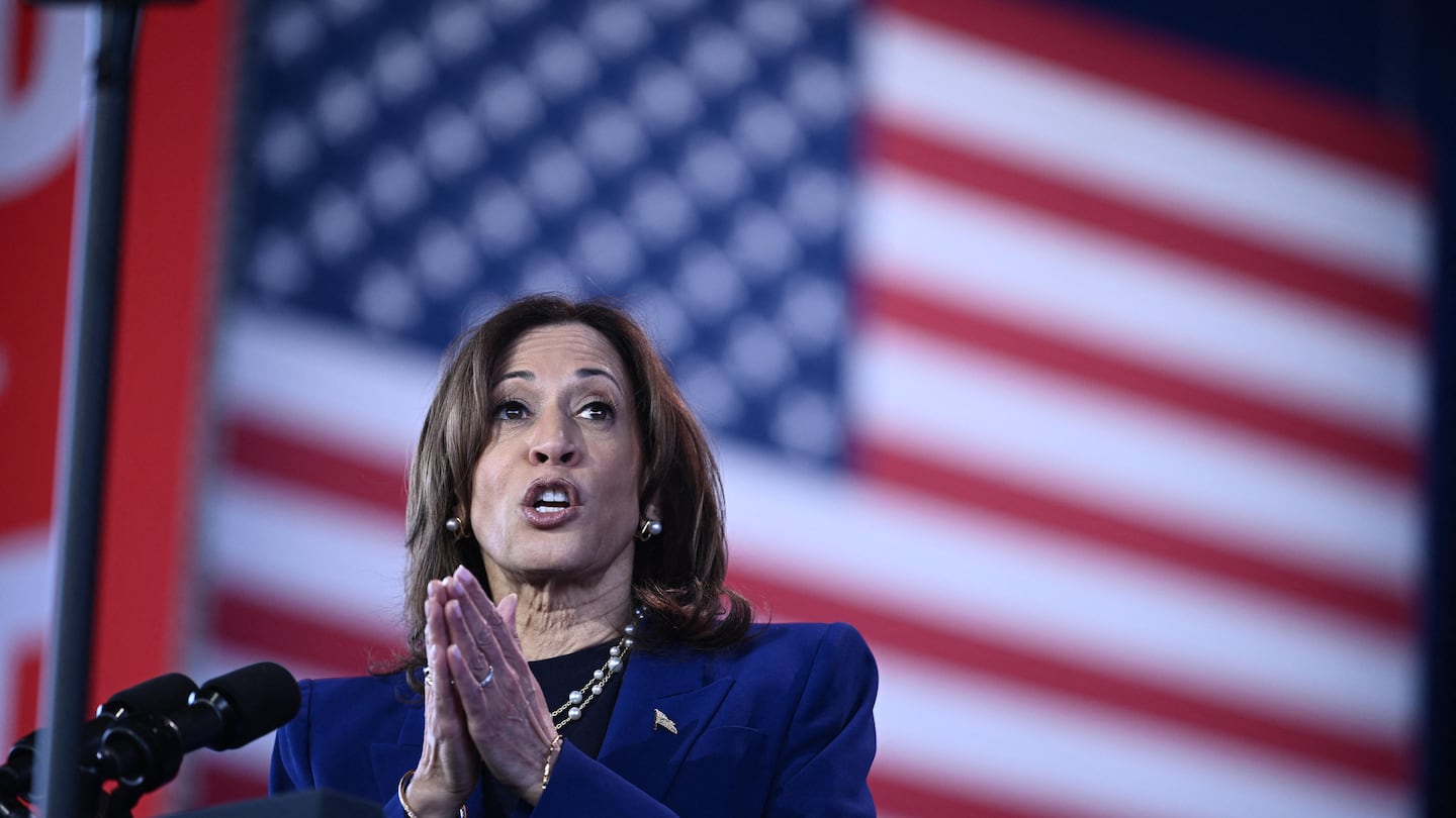 Vice President and Democratic presidential candidate Kamala Harris speaks during a campaign rally in Phoenix, Arizona, on Oct. 31, 2024.