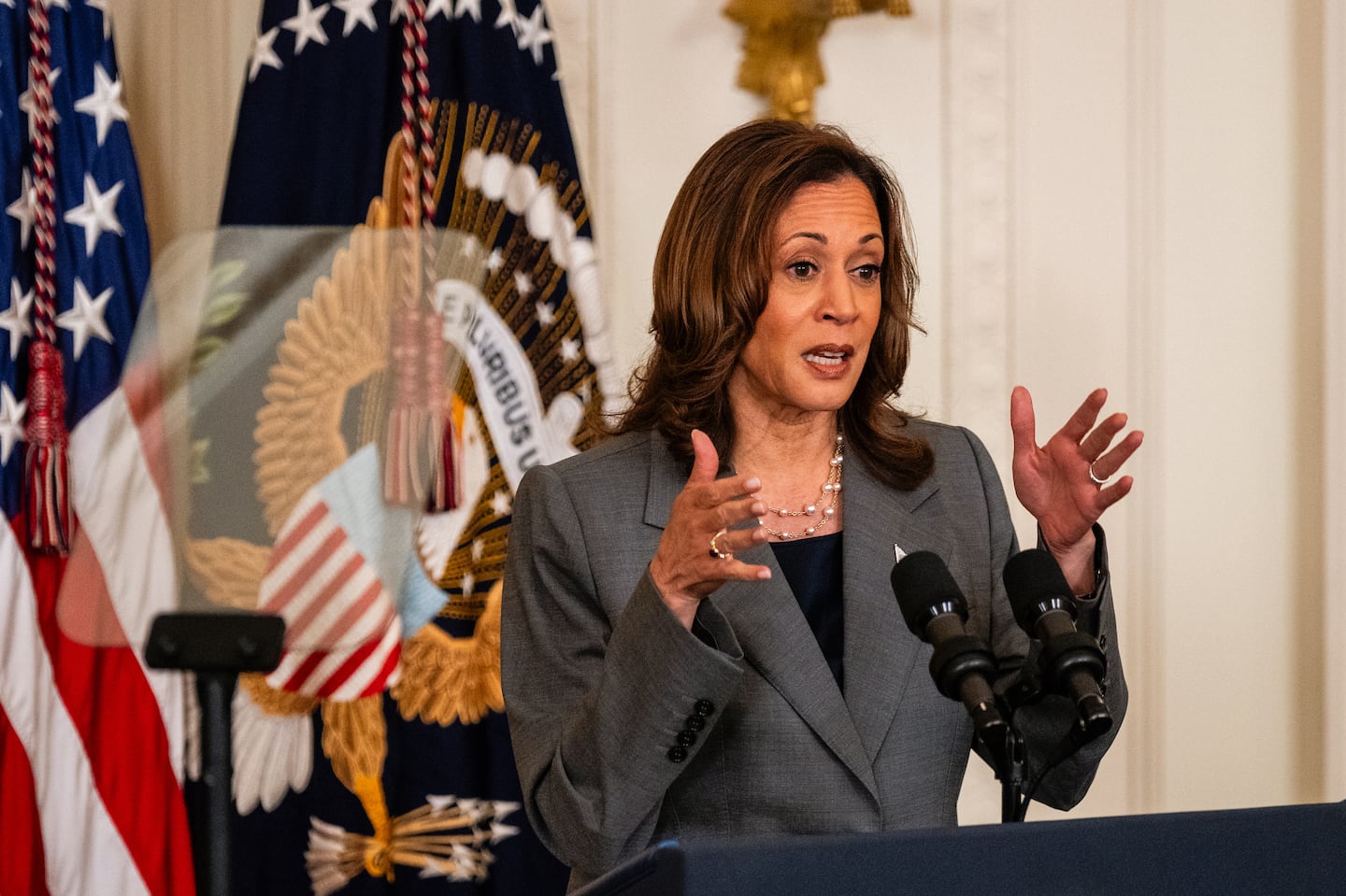 Vice President Kamala Harris spoke after President Biden signed an executive order on gun violence prevention at the White House in Washington on Sept. 26.