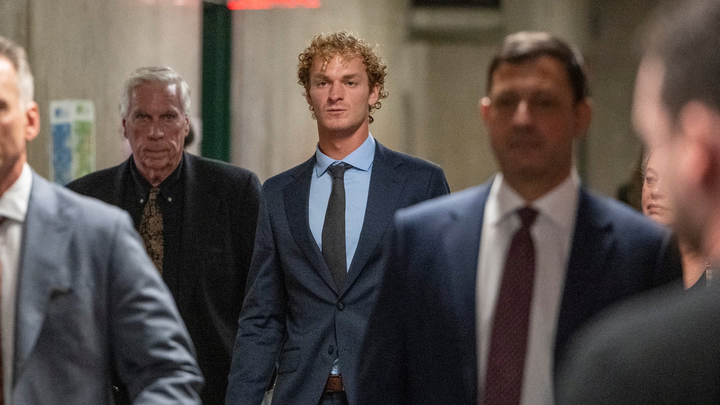 Daniel Penny, accused of manslaughter and criminally negligent homicide, returns to court after a break on the first day of his trial at the Manhattan Criminal Courthouse in New York, on Friday, Nov. 1, 2024.