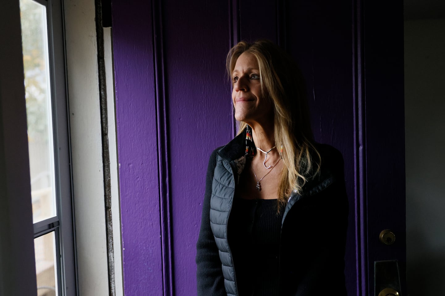 Herring Pond Tribe chairwoman Melissa Ferretti posed for a portrait inside the tribe's meeting house.