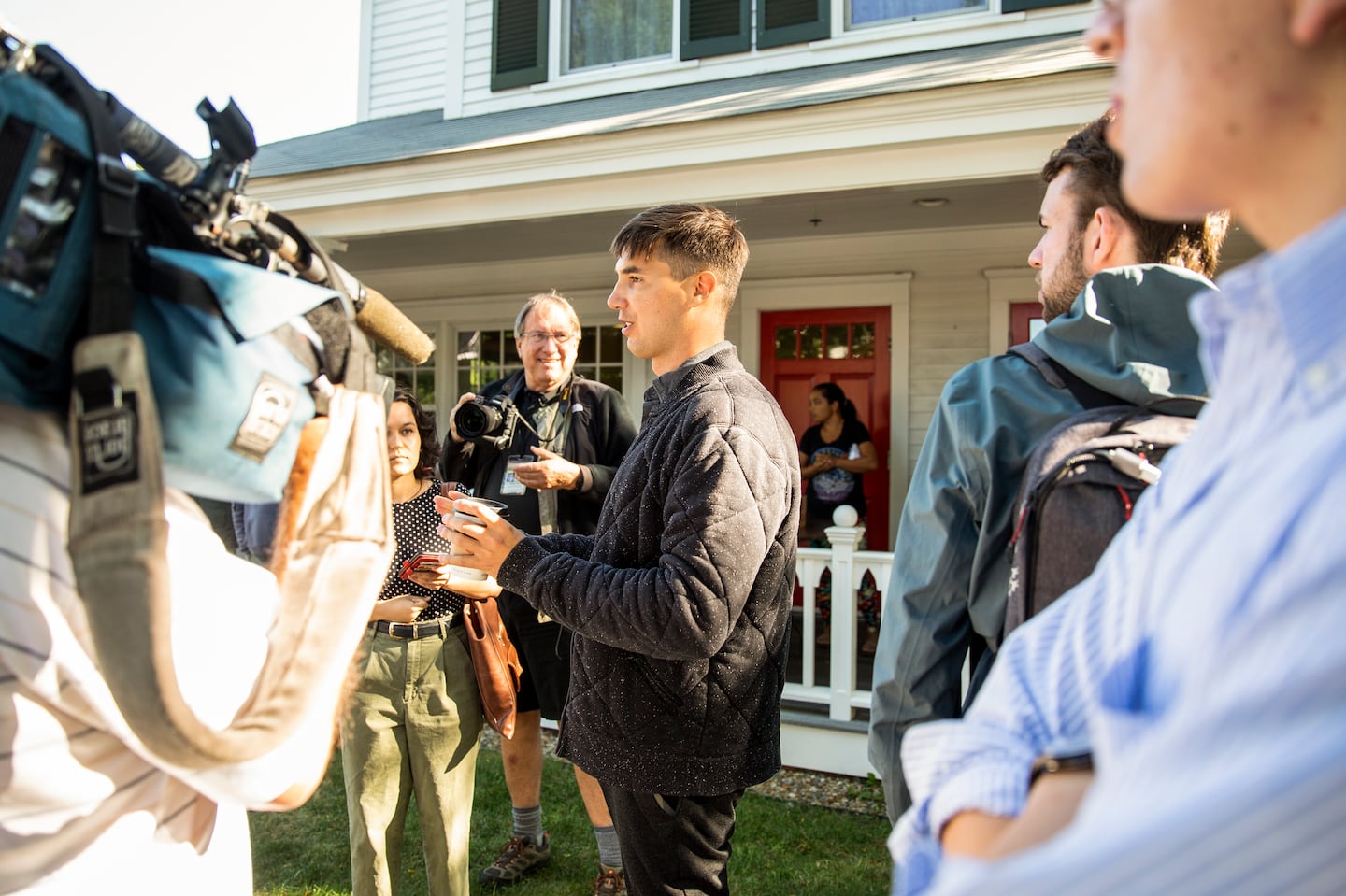 State Representative Dylan Fernandes met with the media after Governor Ron DeSantis of Florida flew a group of migrants to Martha's Vineyard in a protest against the Biden administration's immigration policies.