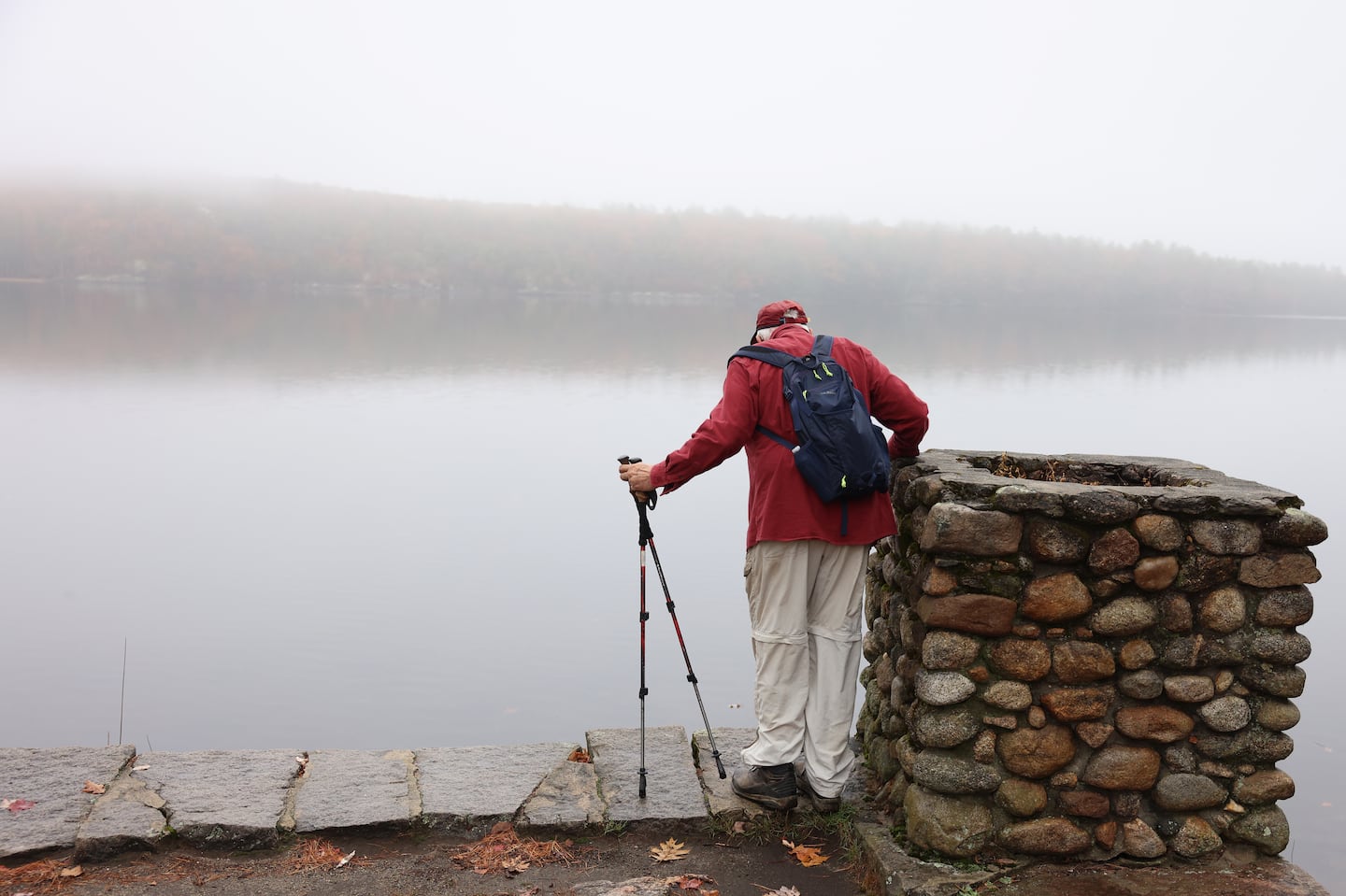 Paul Cully checked out the view as he hiked at the Massabesic Audubon Center in Auburn, N.H.