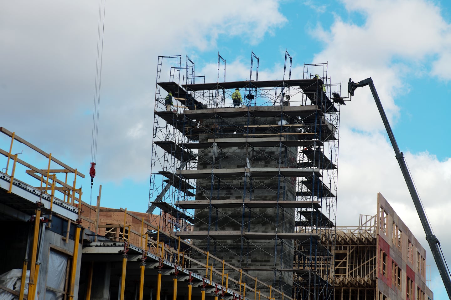 An apartment building under construction in Everett.