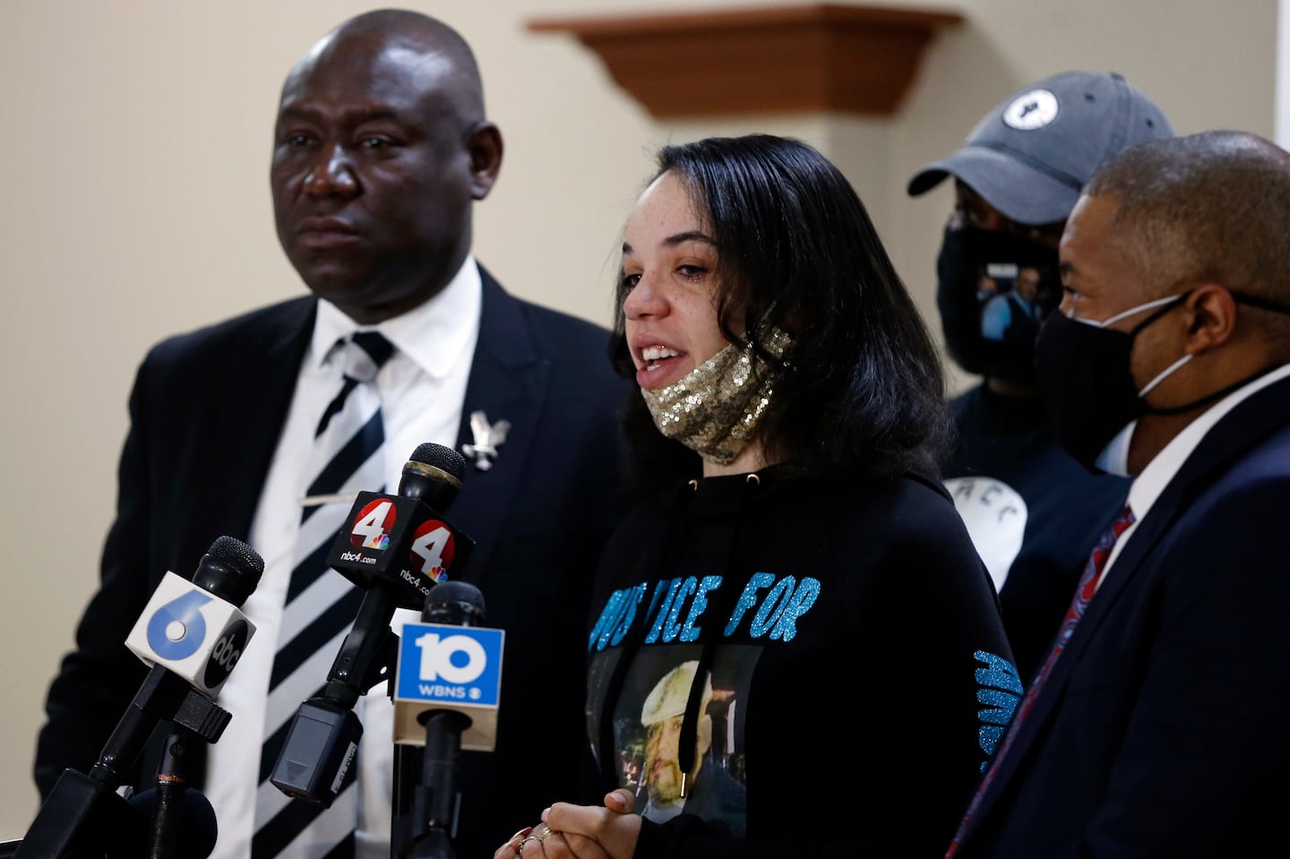 Karissa Hill, daughter of Andre Hill, spoke during a news conference in 2021.