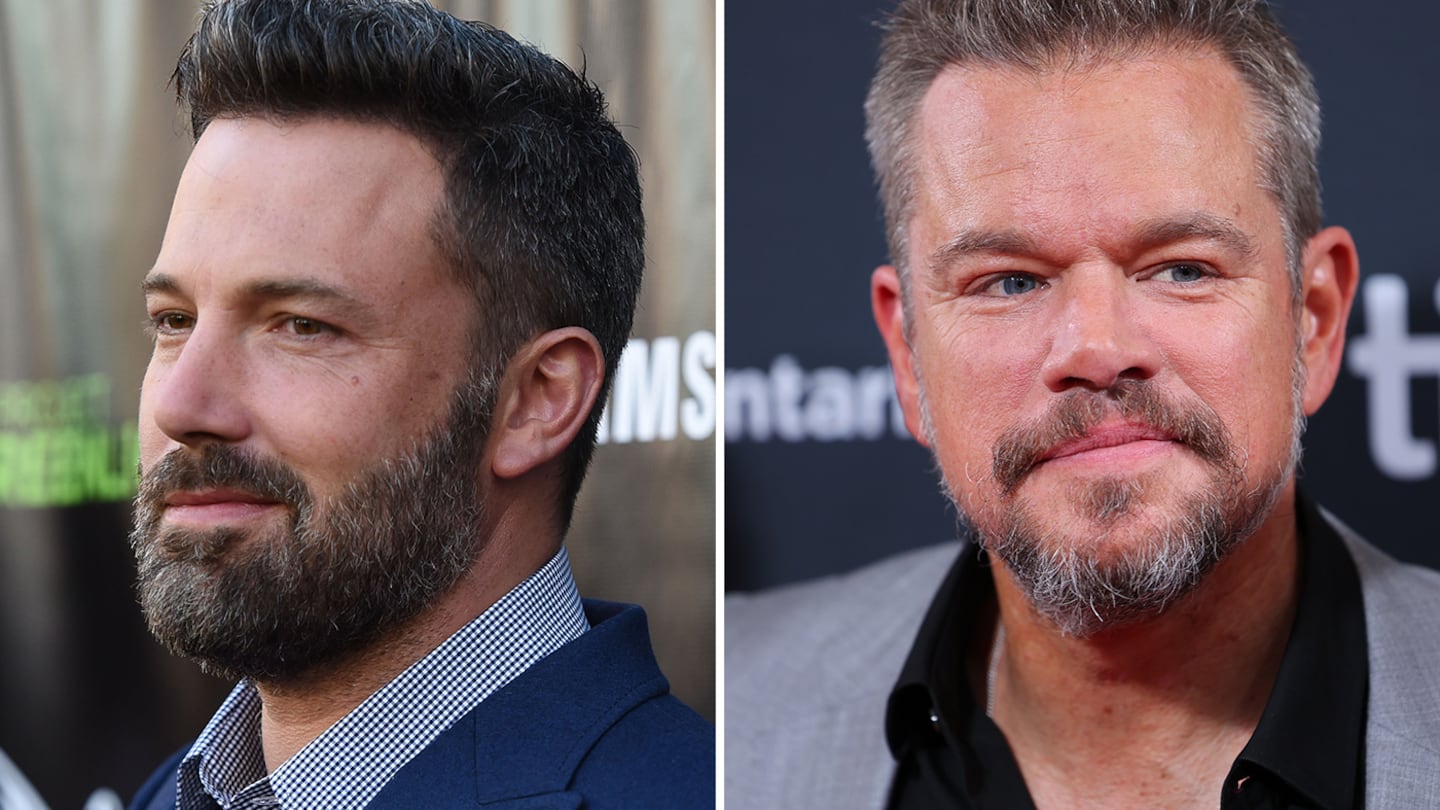 Ben Affleck and Matt Damon, both sporting beards.