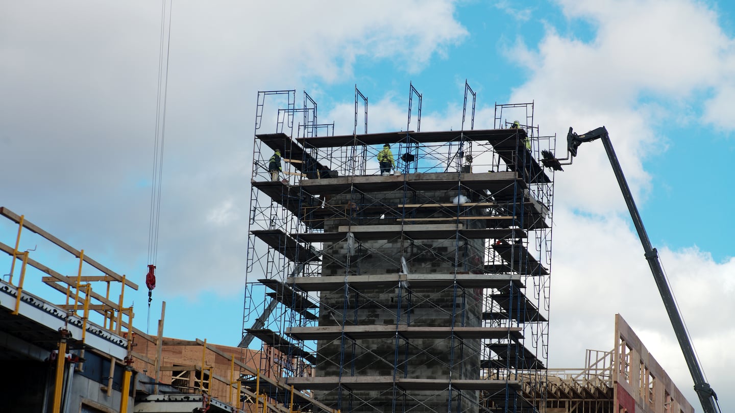 An apartment building under construction in Everett.