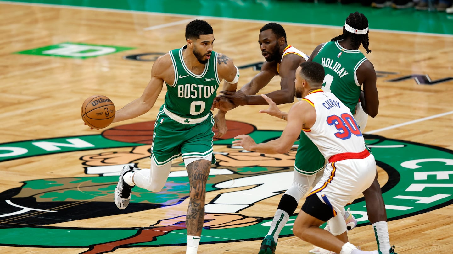 They won Olympic gold as teammates in Paris, but Jayson Tatum drove on Stephen Curry when the Celtics faced the Warriors at TD Garden.