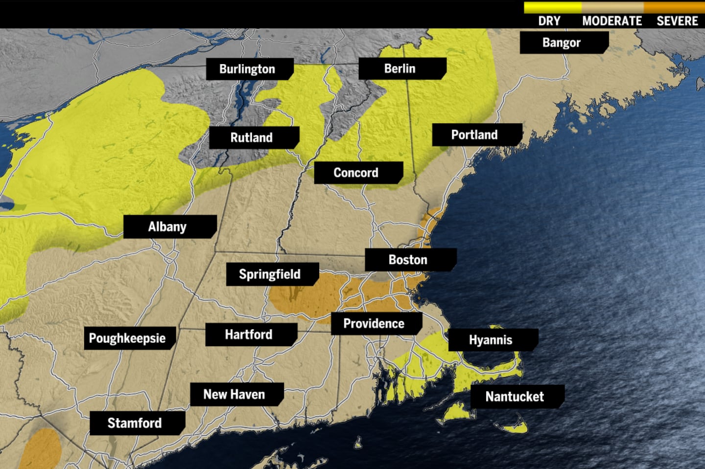 Over a third of Massachusetts is now experiencing severe drought conditions, according to the latest US Drought Monitor report.