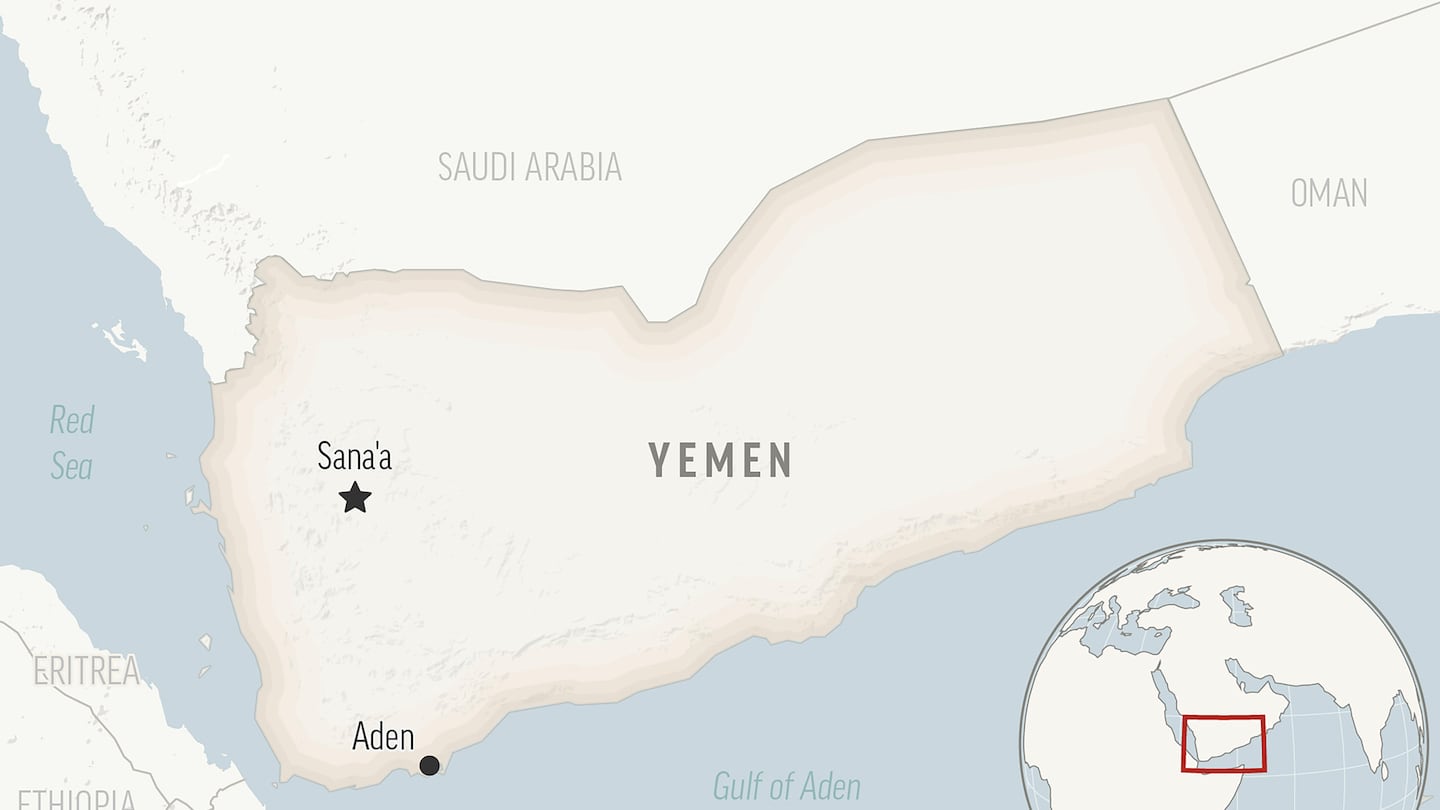 This is a locator map for Yemen with its capital, Sanaa.