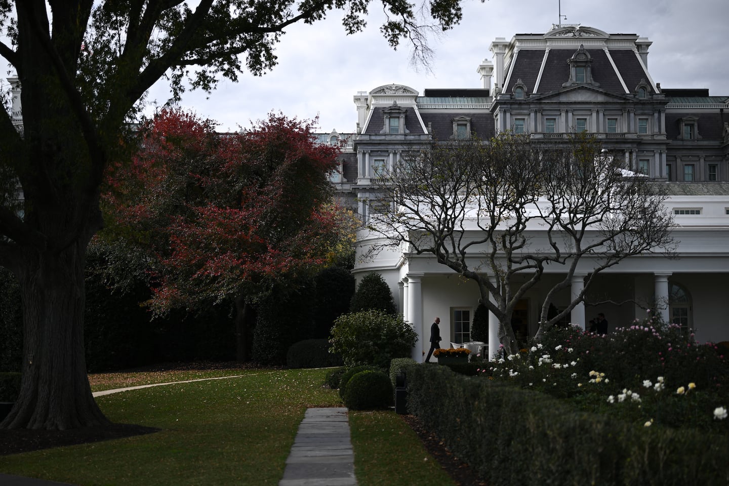 US President Joe Biden walks to the Oval Office as he returns to the White House on November 4, 2024 in Washington, DC, after spending the weekend in Delaware.