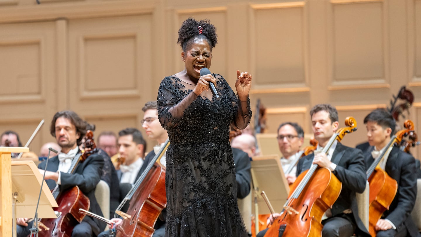 Renese King sings with the Boston Symphony Orchestra at Symphony Hall on Nov. 9, 2024.