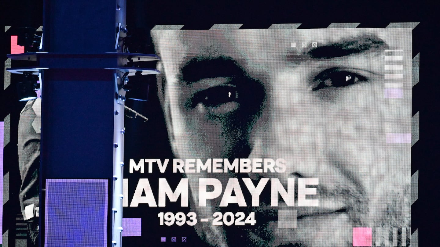 A view of the Liam Payne Tribute on stage during the MTV Europe Music Awards 2024 held at Co-op Live on November 10, 2024 in Manchester, England.