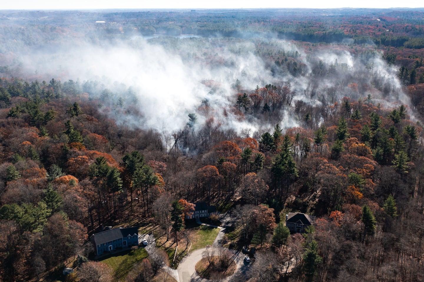 Smoke was visible from the air in Middleton on Friday near the site of a fire there.