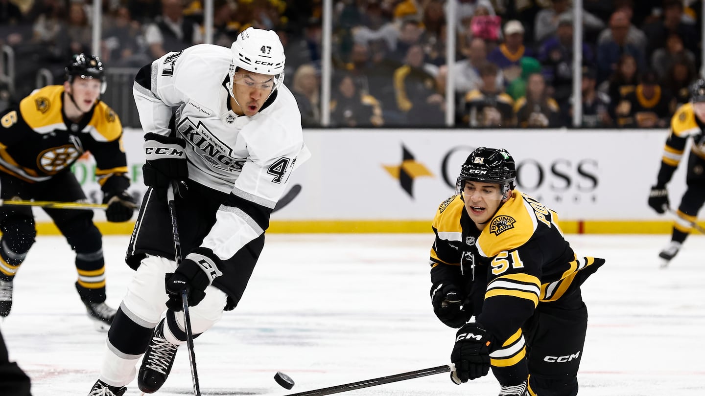 Matt Poitras, shown last month, scored just one goal without an assist his last seven Bruins games, averaging 12:35 of ice time.