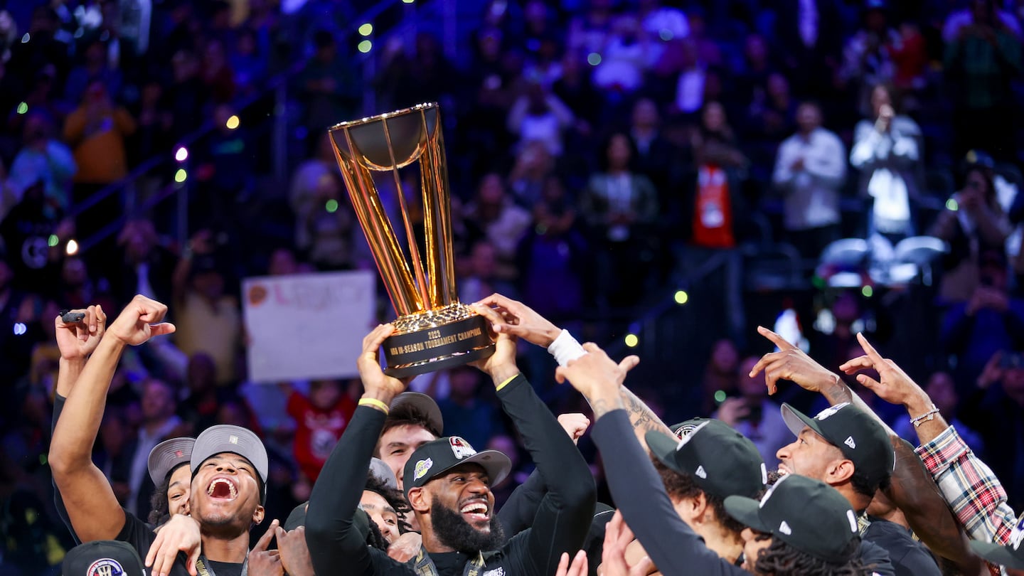 LeBron James and the Lakers won the inaugural NBA Cup, beating the Pacers in Las Vegas on Dec. 9, 2023.