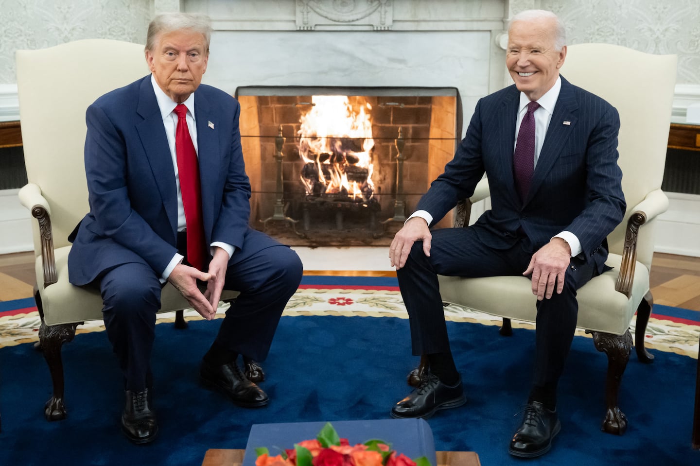 President Biden meets with President-elect Donald Trump in the Oval Office of the White House in Washington, DC, on Nov. 13, 2024.