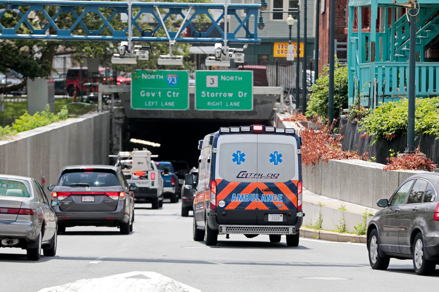 A Cataldo ambulance entered the Sumner Tunnel.