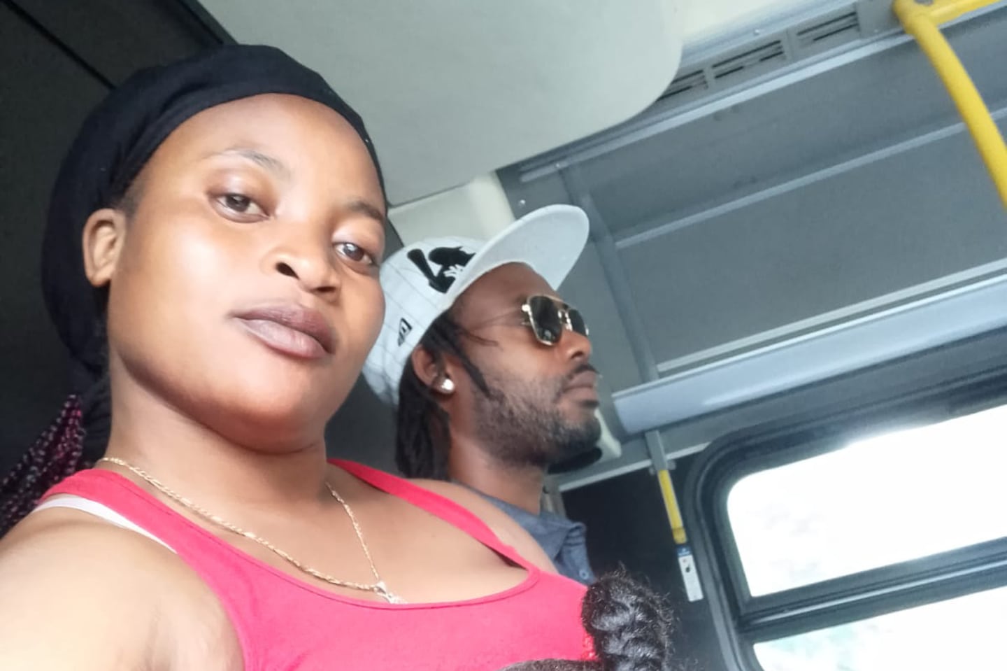 Manoucheka Joseph and her family in late September on a morning bus from the Lexington Armory shelter, where they were staying, to Mattapan. Later that day, Joseph would be arrested and is now being held in ICE detention and faces potential deportation.