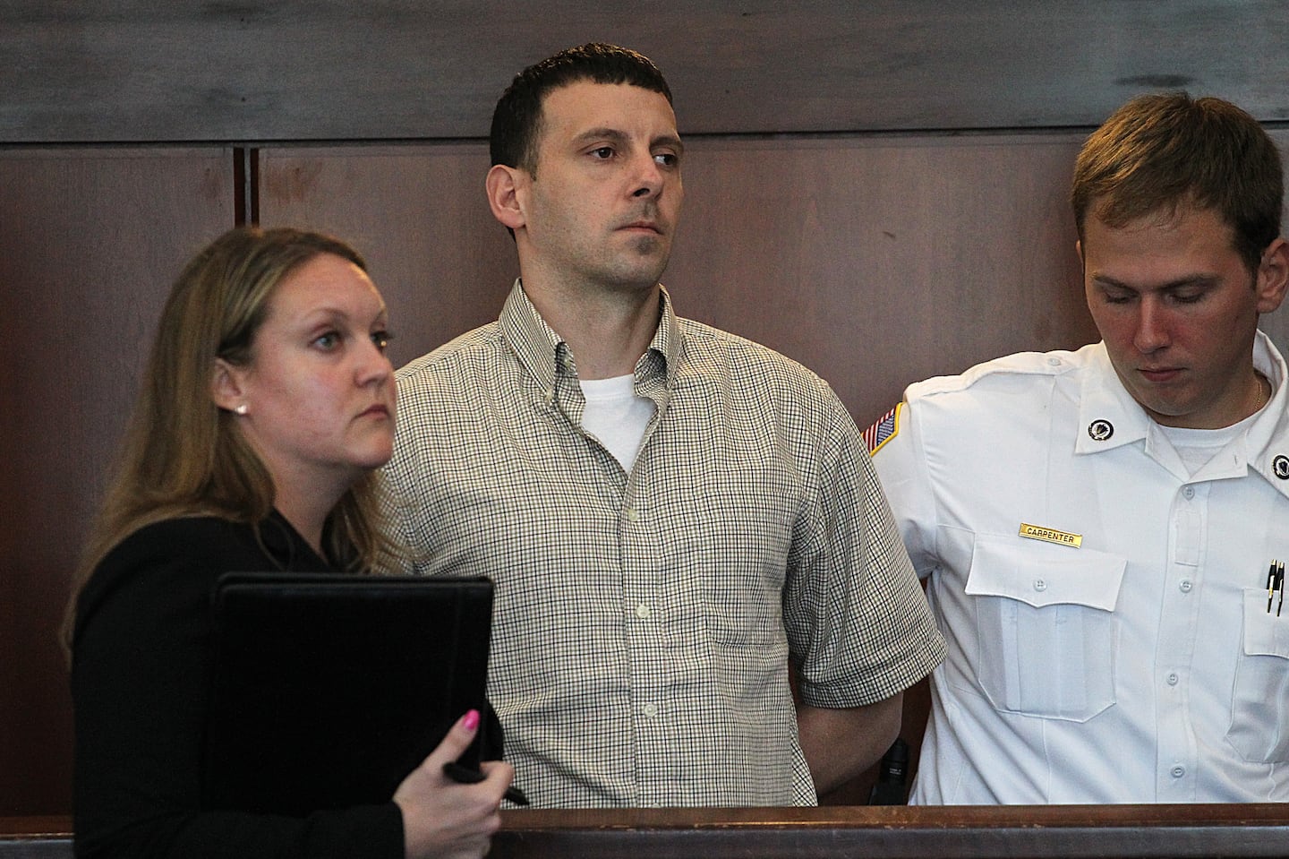 Mathew Locke at his arraignment in East Brookfield District Court on Sept. 5, 2018.