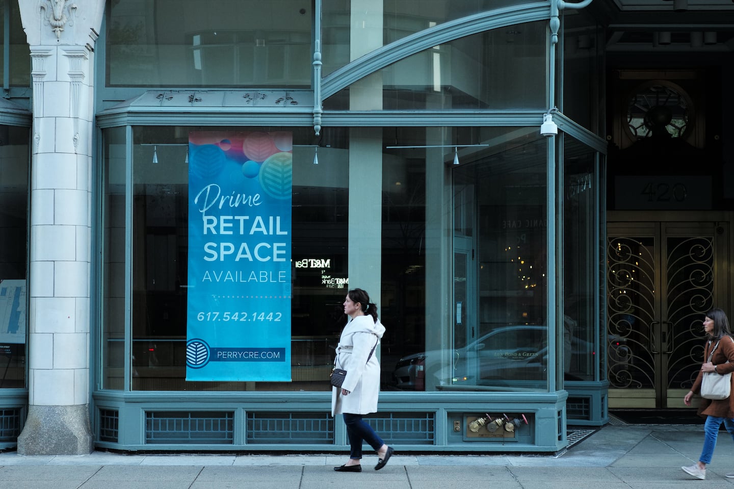 An empty retail space on Boylston St. on Nov. 15, 2024.