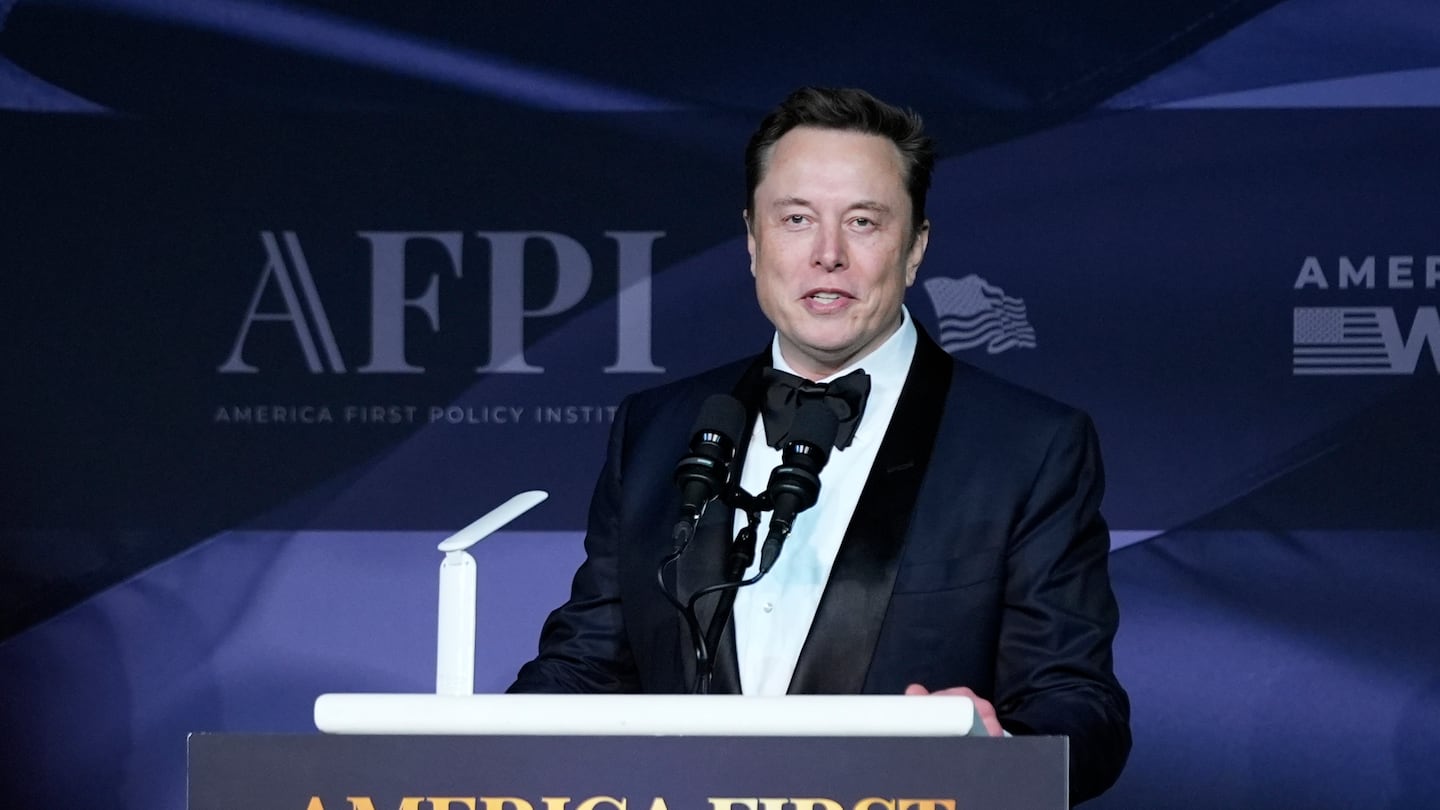 Elon Musk speaks after President-elect Donald Trump spoke during an America First Policy Institute gala at his Mar-a-Lago estate, on Nov. 14, in Palm Beach, Fla.