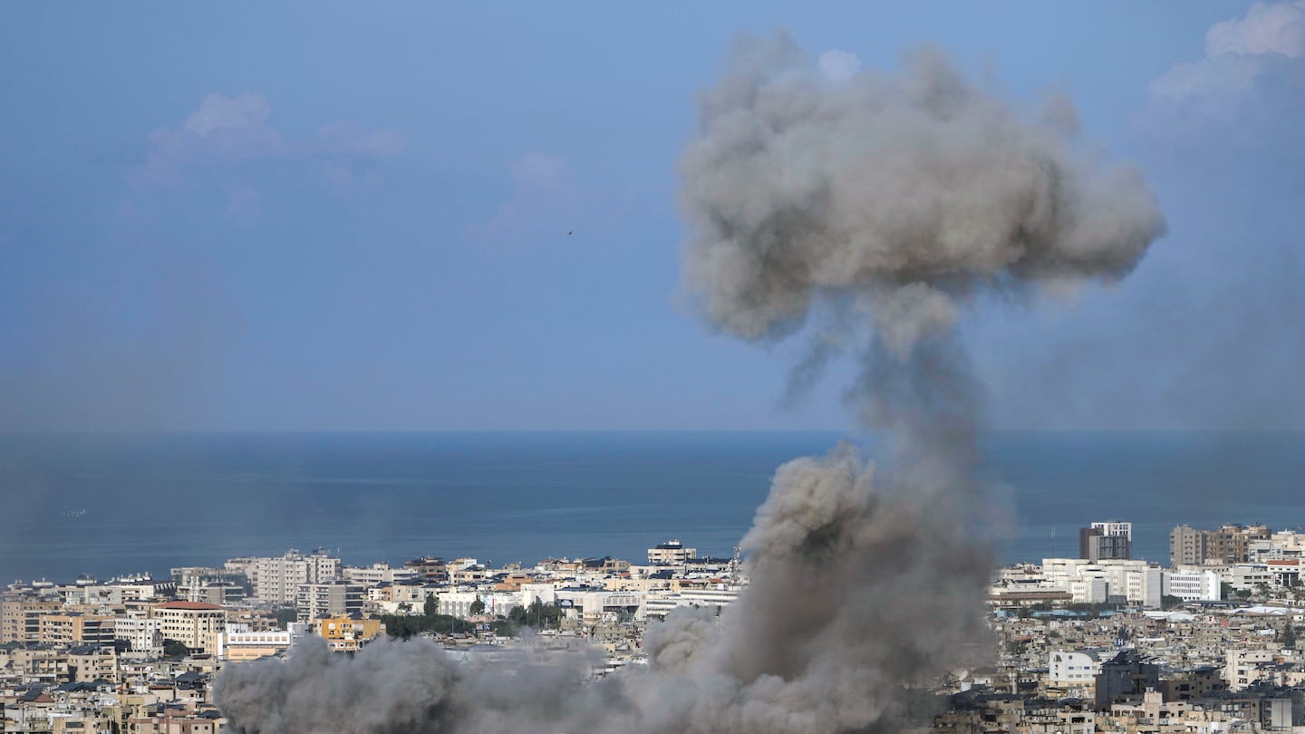 Smoke rises after an Israeli airstrike on Dahiyeh, in the southern suburb of Beirut, Lebanon, on Nov. 16.