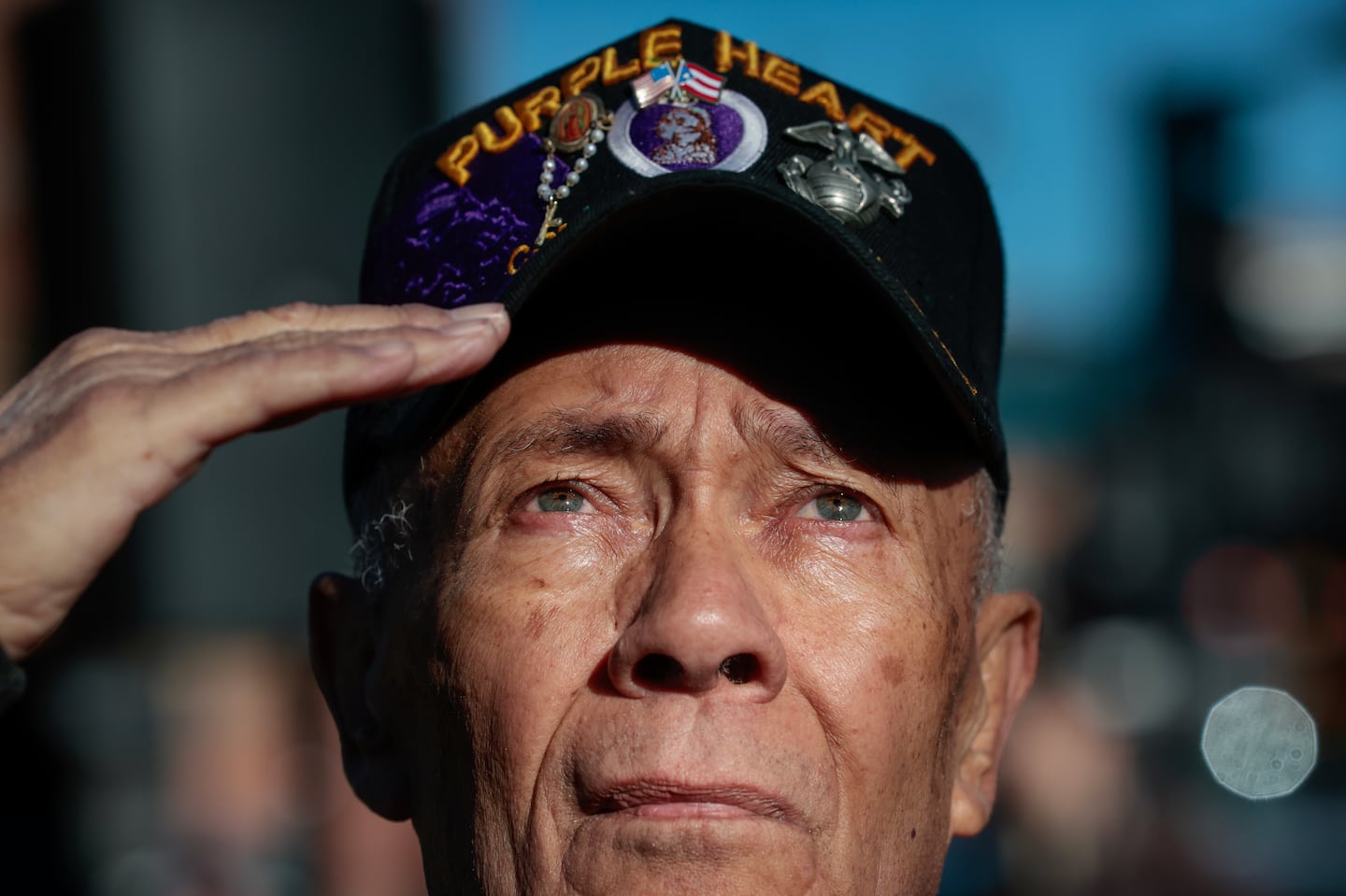 Marine Lance Corporal Antonio “Tony” Molina during a Veterans Day event at the Puerto Rican Veterans Memorial Plaza in the South End last year.