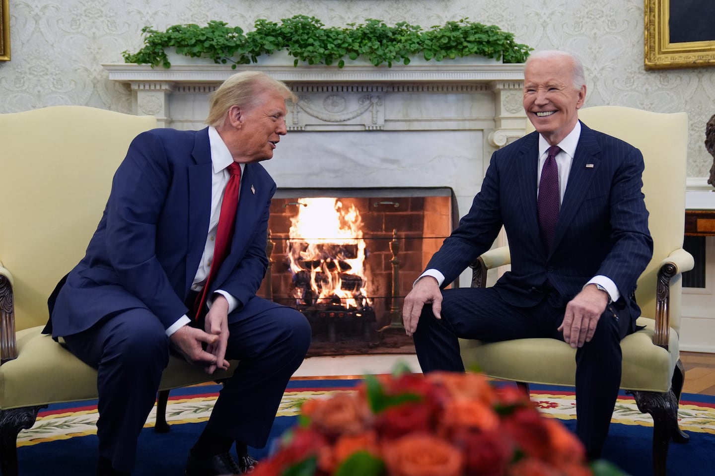 President Biden meets with President-elect Donald Trump in the Oval Office of the White House, Wednesday, Nov. 13, 2024, in Washington.