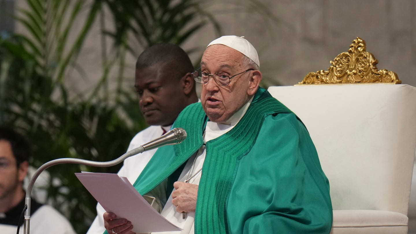 Pope Francis delivers his speech during a mass on the occasion of the World Day of the Poor in St. Peter's Basilica, at the Vatican, on Nov. 17.