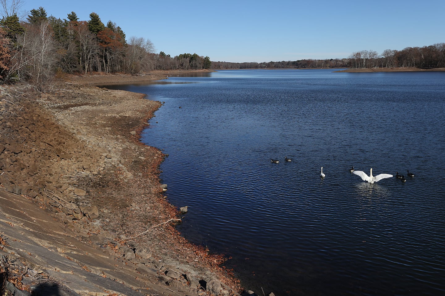 Drought conditions have had an impact on reservoirs across Southern New England, including the Cambridge Reservoir, above, in Waltham.