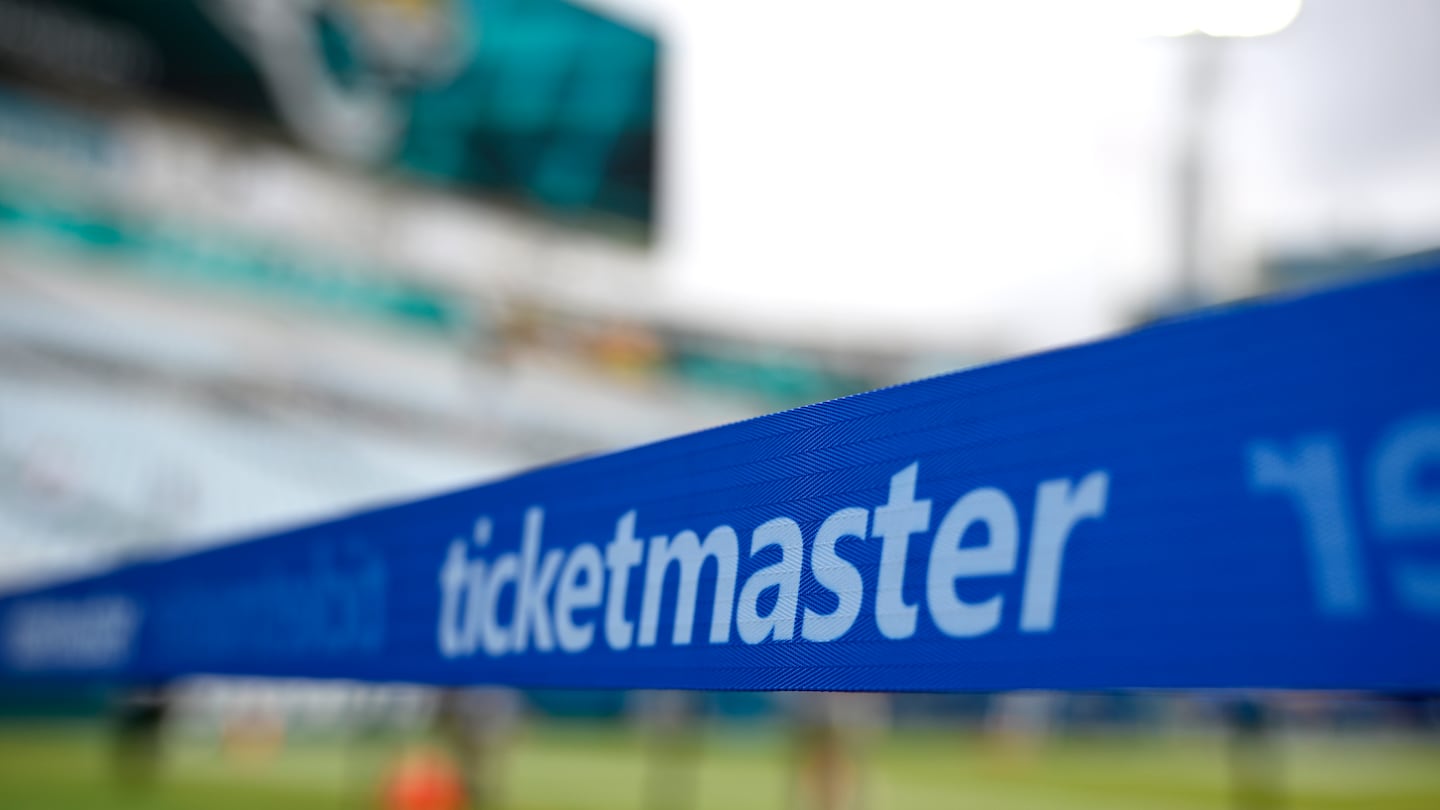 An ad for Ticketmaster at an NFL football game in 2024.