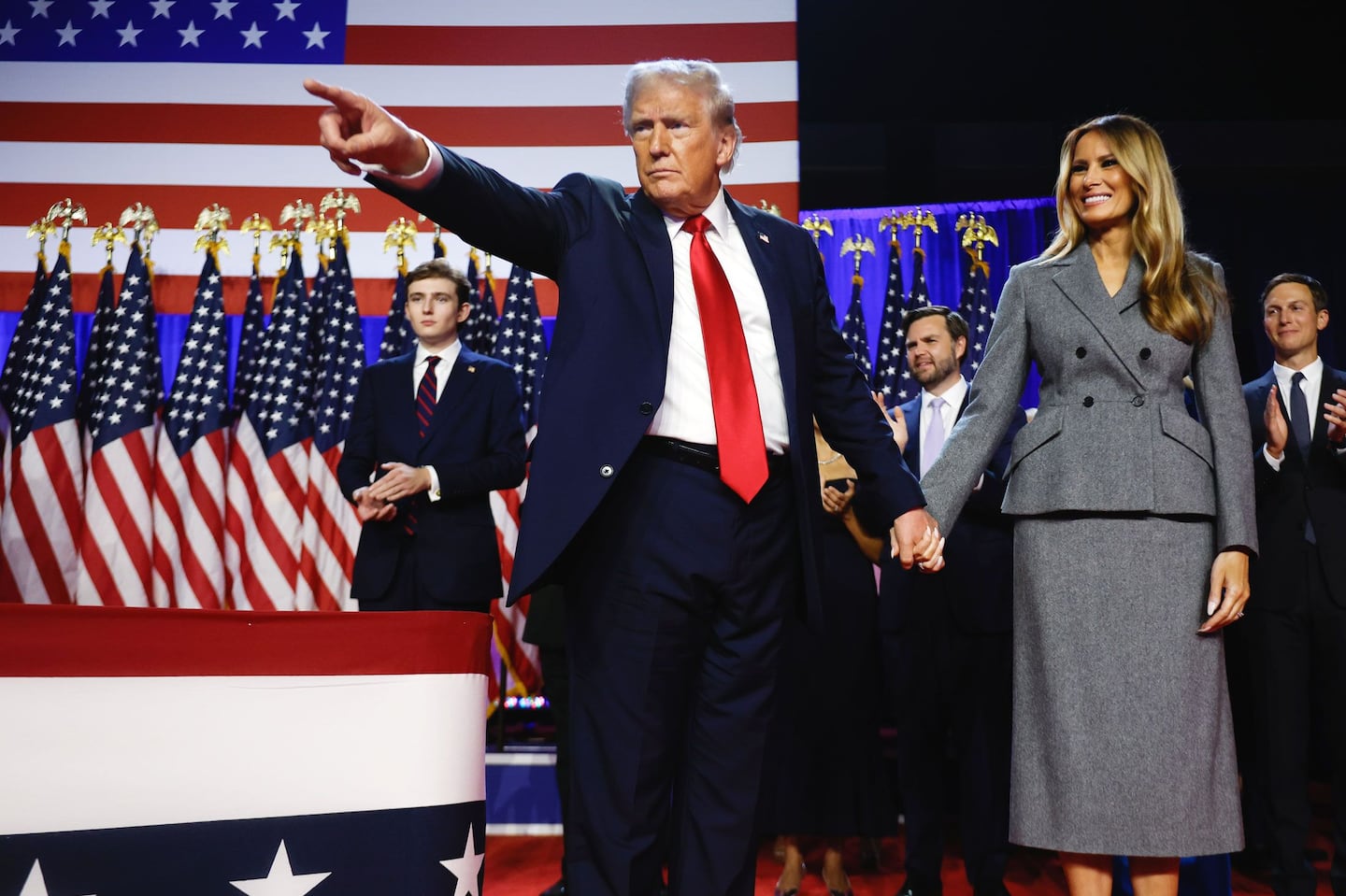 Donald Trump and Melania Trump at the Palm Beach Convention Center on Nov. 6.