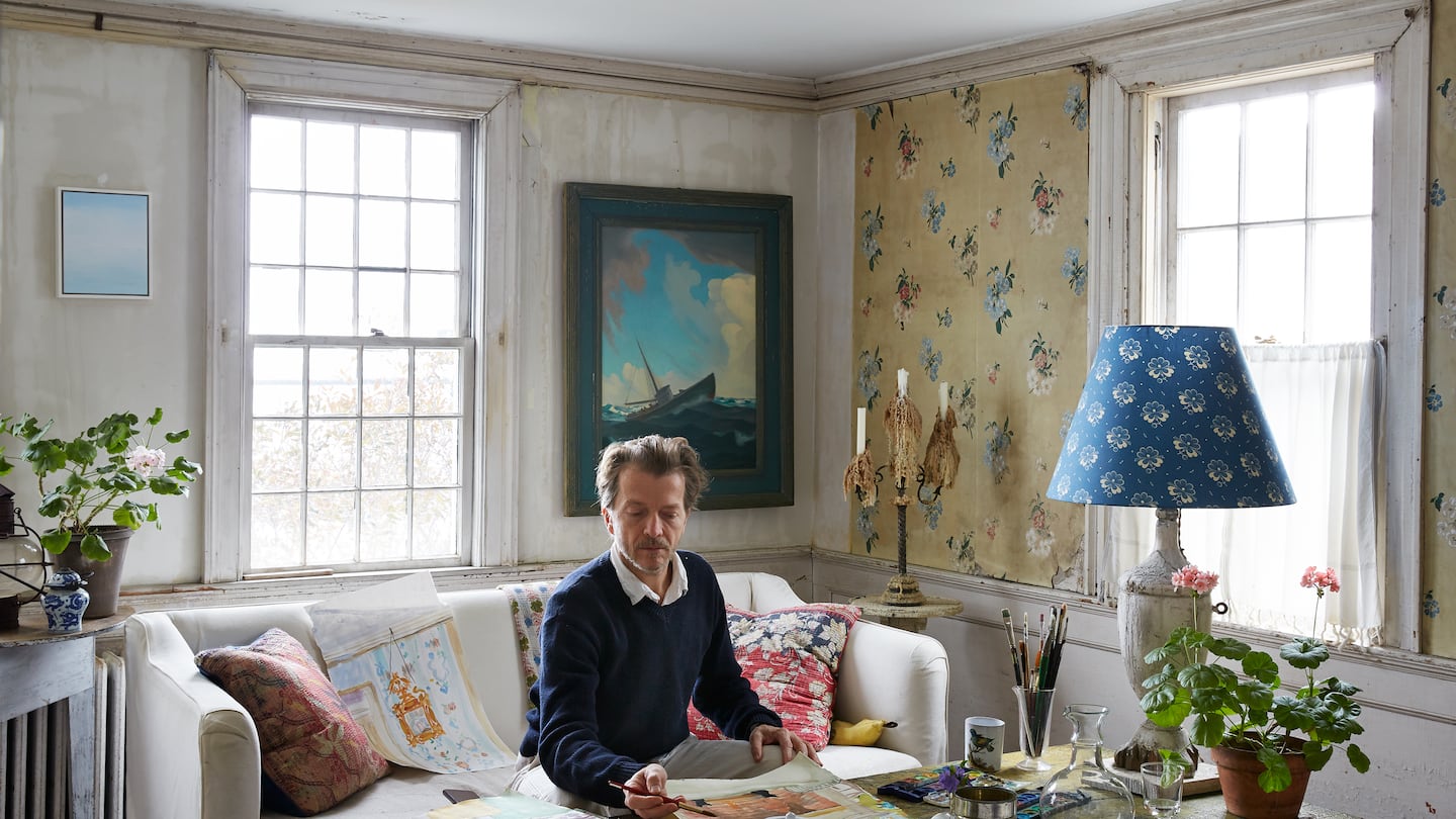 Designer John Derian at home in Provincetown.