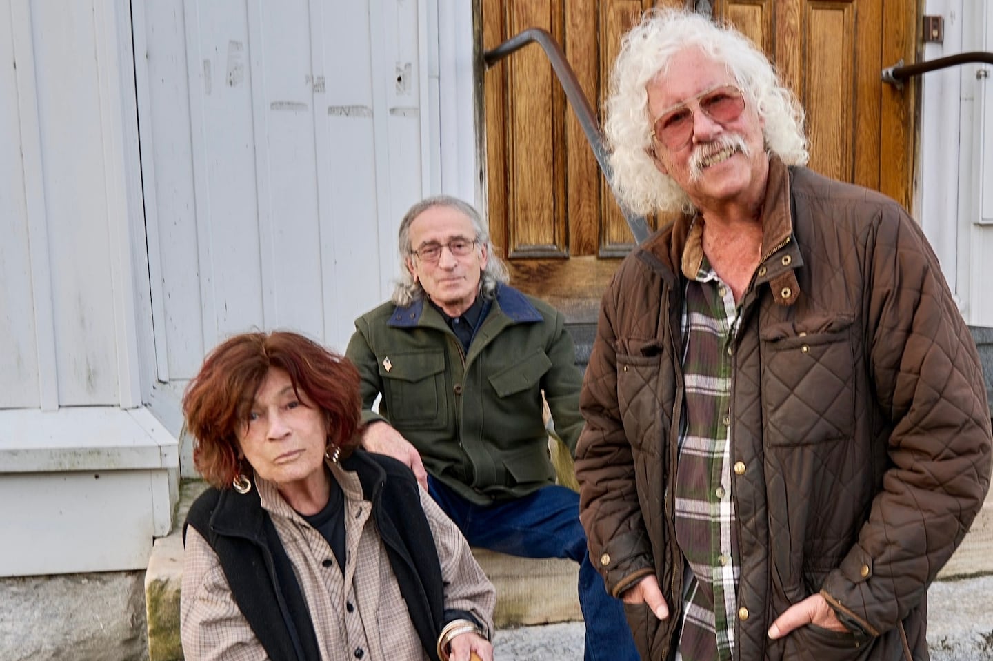 Alice Brock, Rick Robbins, and Arlo Guthrie at Trinity Church, Thanksgiving 2022.