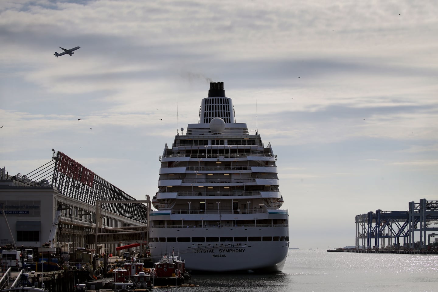 The Crystal Symphony cruise ship docks at Flynn Cruiseport in Boston in 2021.