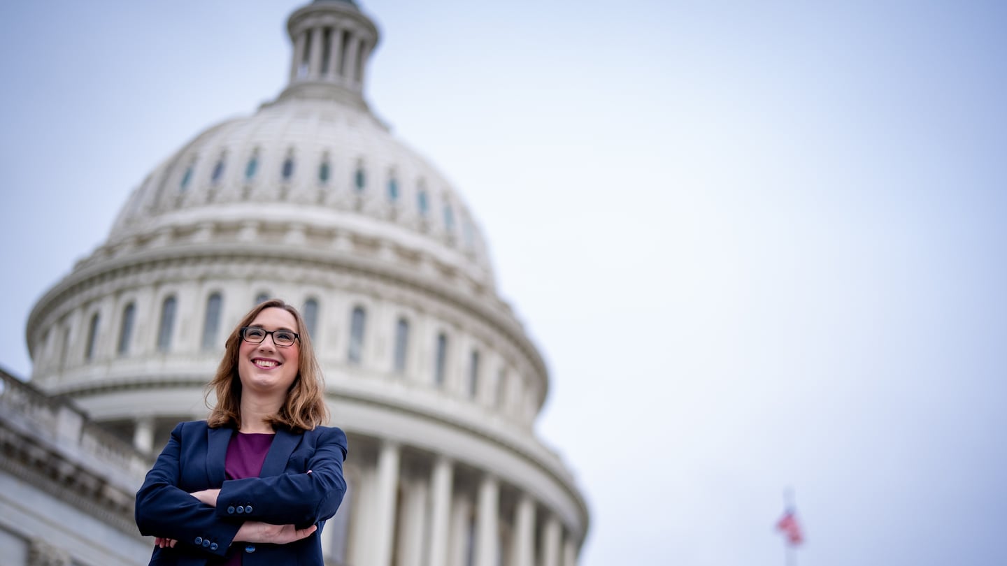 Sarah McBride, Democratic Representative-elect of Delaware and the first out transgender person in Congress in front of the US Capitol.