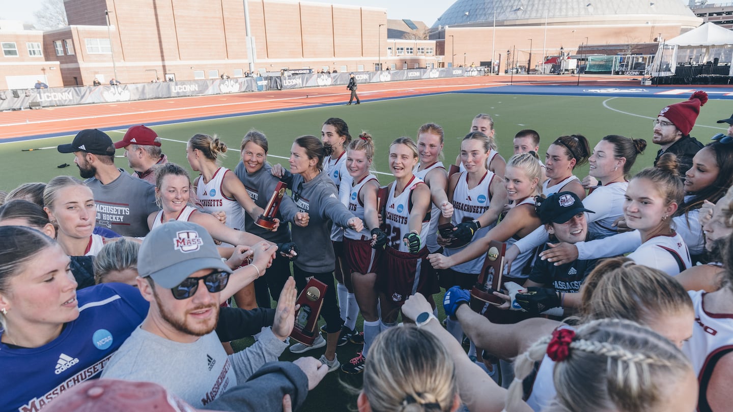 UMass field hockey, pictured here after reaching the Final Four earlier this week, fell to Northwestern in the national semis Friday.