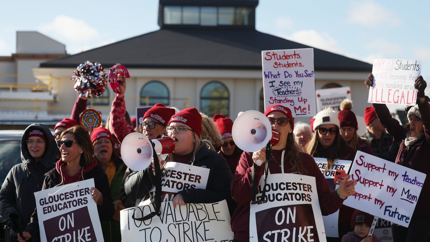 The Union of Gloucester Educators rallied outside of Gloucester City Hall on November 20. Their strike ended Friday.