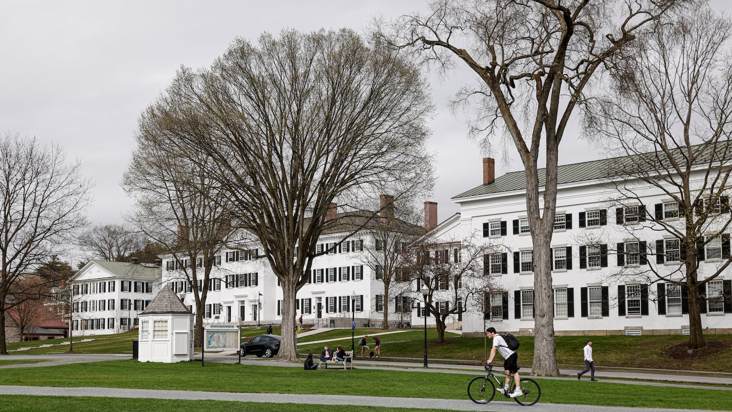 Dartmouth College in Hanover, N.H., as seen from the Dartmouth Green on May, 1, 2024.