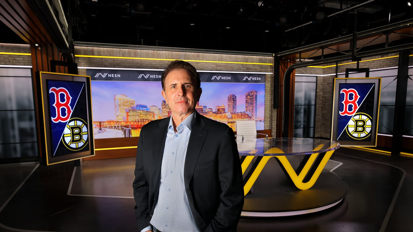 New NESN president and CEO David Wisnia stands in the Watertown studios.