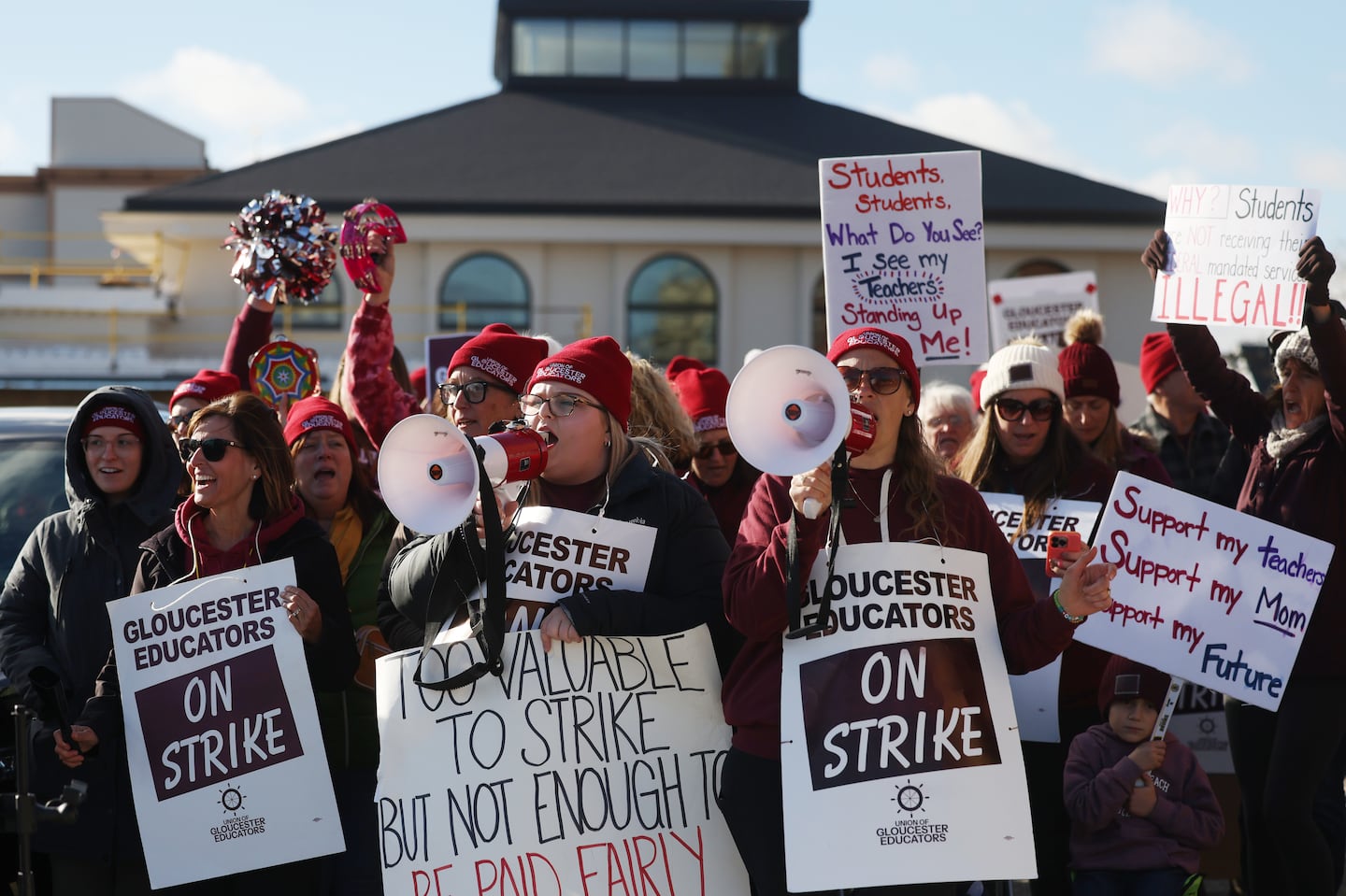 The Union of Gloucester Educators rallied outside of Gloucester City Hall on November 20. Their strike ended Friday.