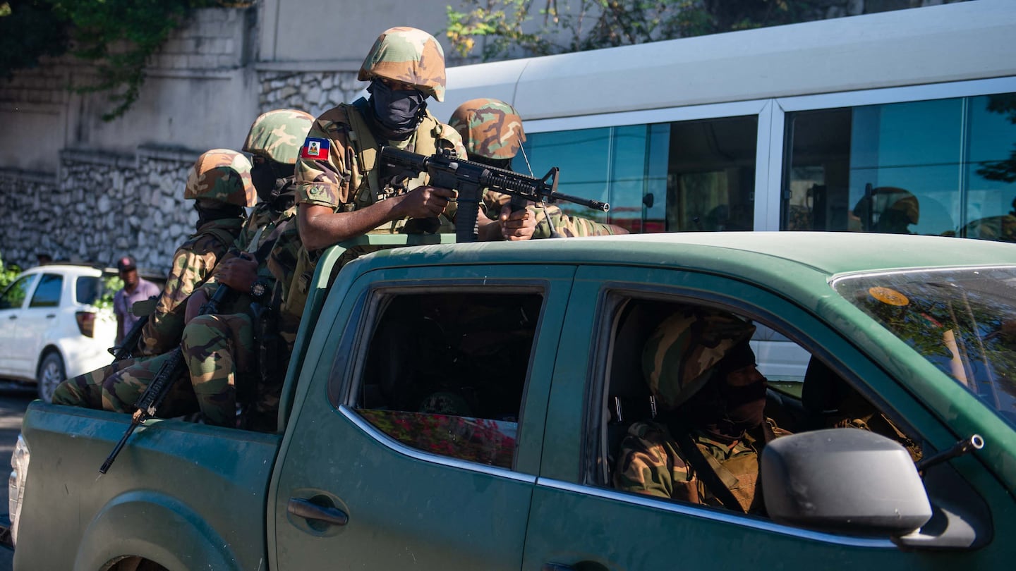 Members of the Armed Forces of Haiti patrol in Petion-Ville, a suburb of Port-au-Prince, Haiti, last week.