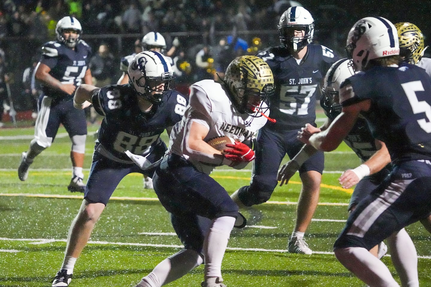 Needham upset St. John's Prep to advance to the Division 1 Super Bowl.