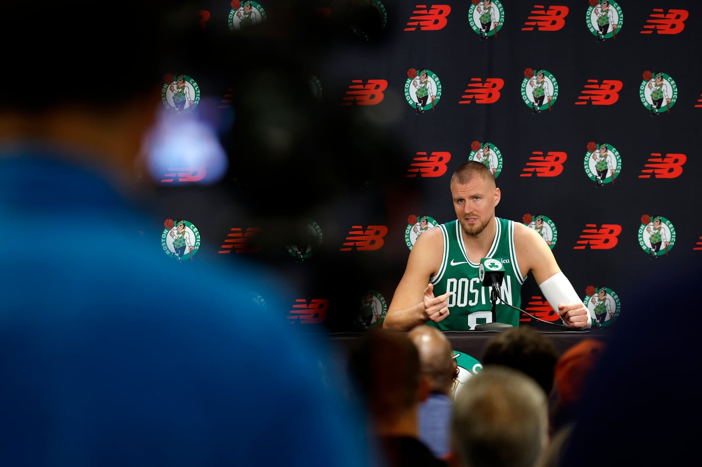 Kristaps Porzingis injured his foot during the NBA Finals.