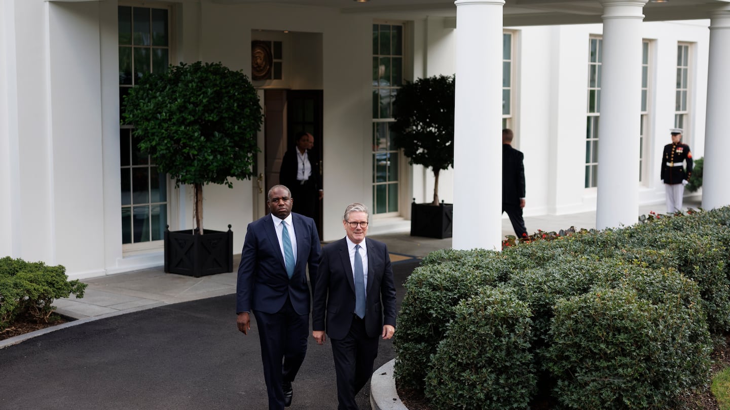 British Prime Minister Keir Starmer (right) and Foreign Secretary David Lammy left the White House after meeting with President Biden on Sept. 13.