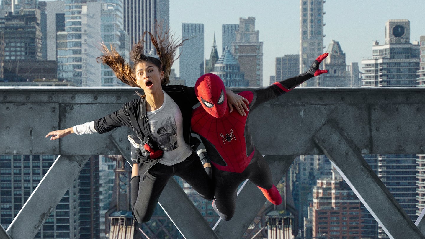 Zendaya, left, and Tom Holland in Columbia Pictures' "Spider-Man: No Way Home."